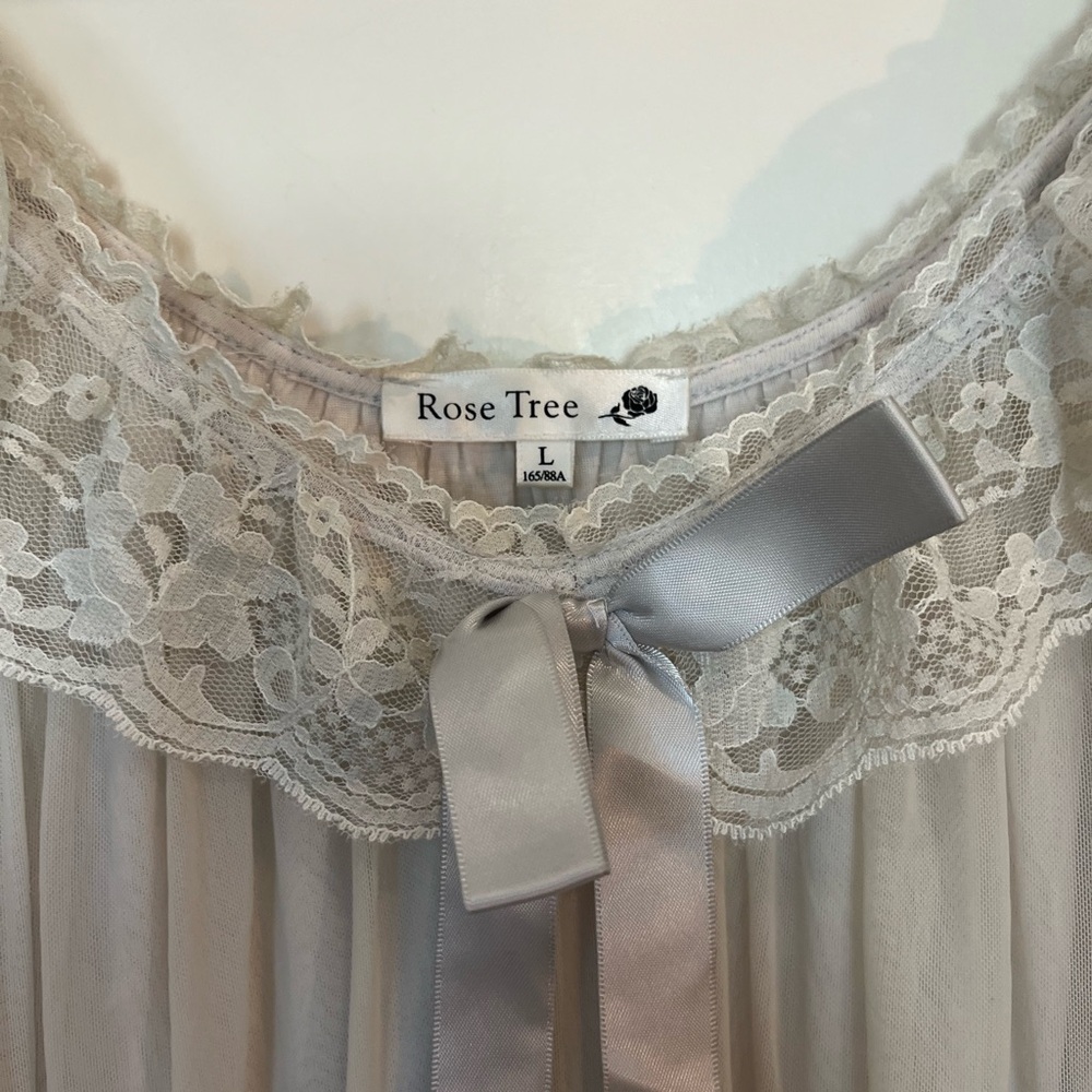 Romantic sheer flowy lace detailing fairycore boho cottagecore maxi dress Sz L - Picture 4 of 12